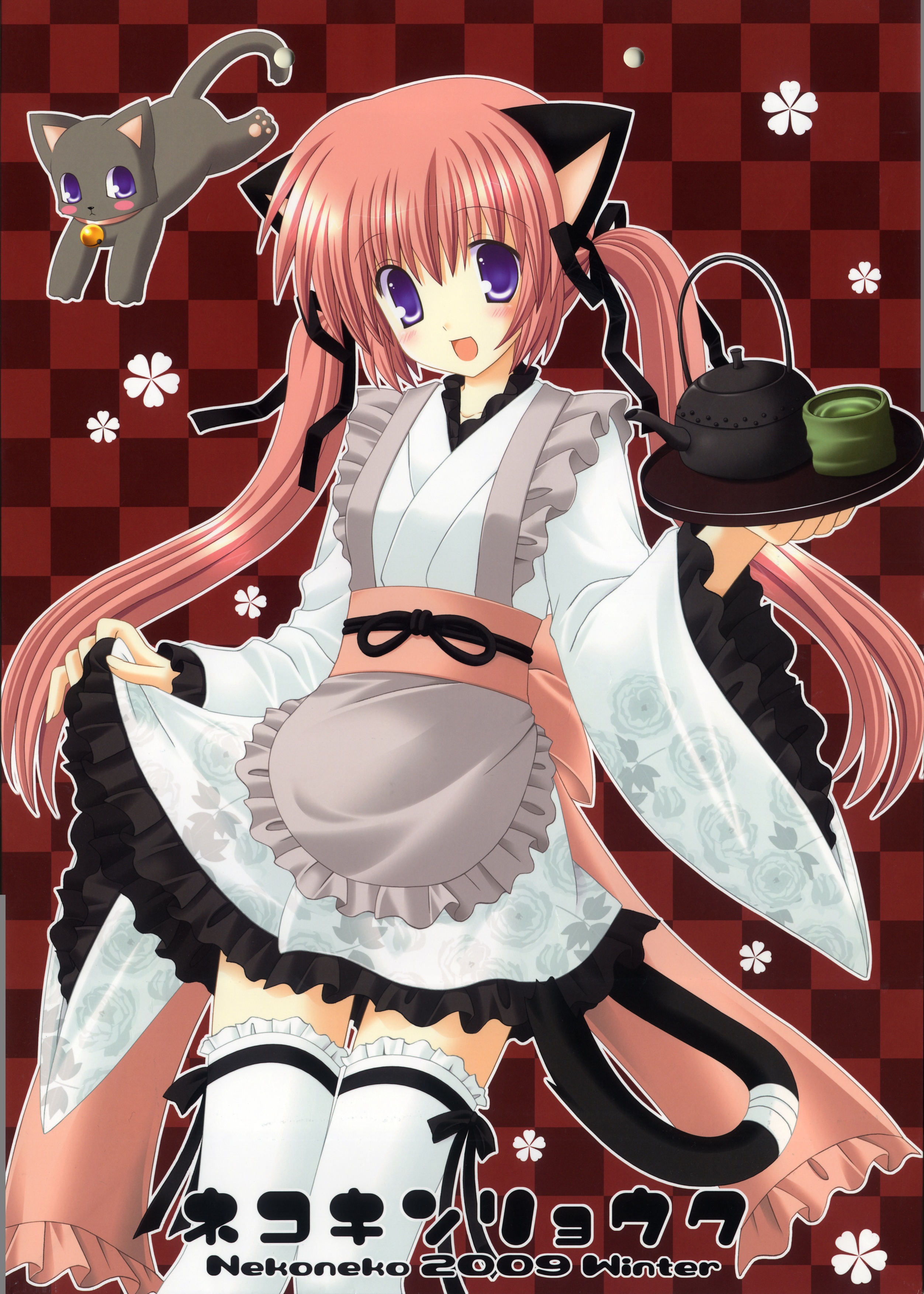 nekoneko animal ears maid neko nekomimi tail thighhighs wa maid